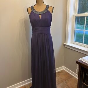 Elegant Purple Maxi Dress with Beaded Neckline